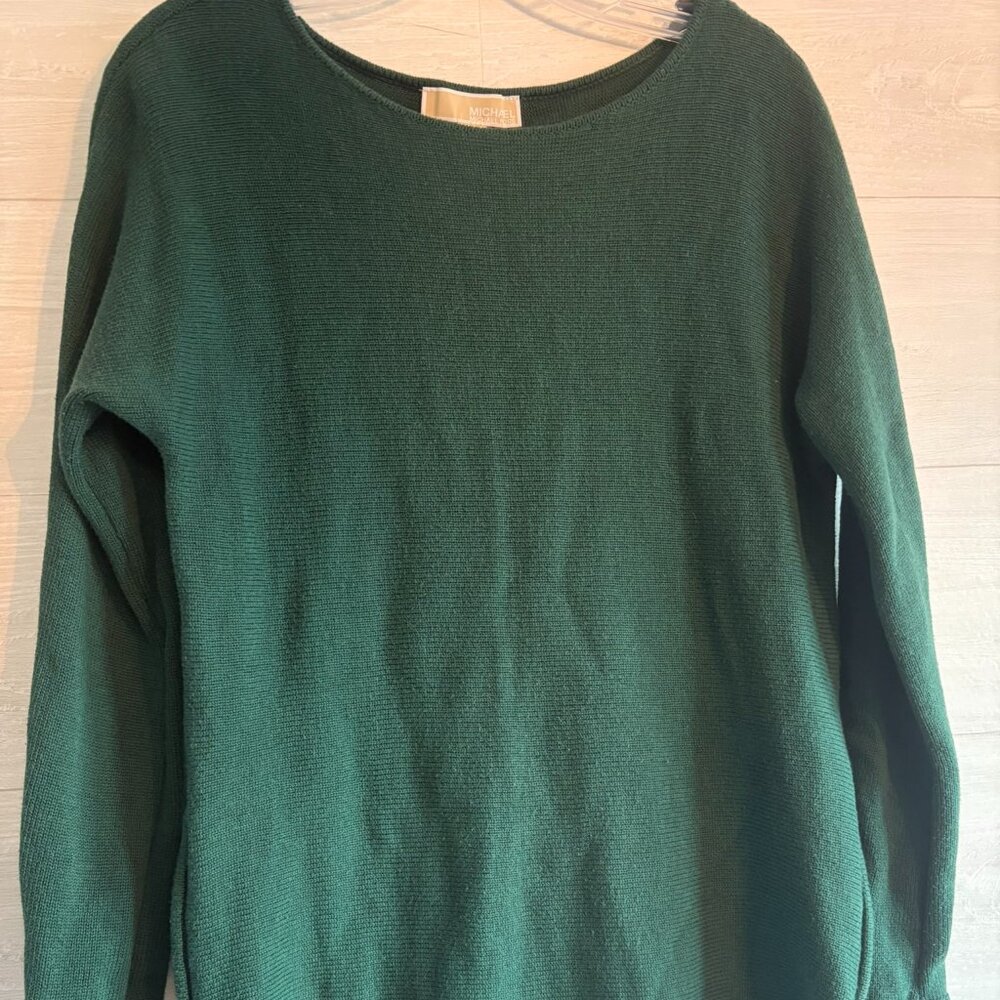 Michael Kors Tunic Sweater Round Neck Gold Hardware Side Zipper Size S